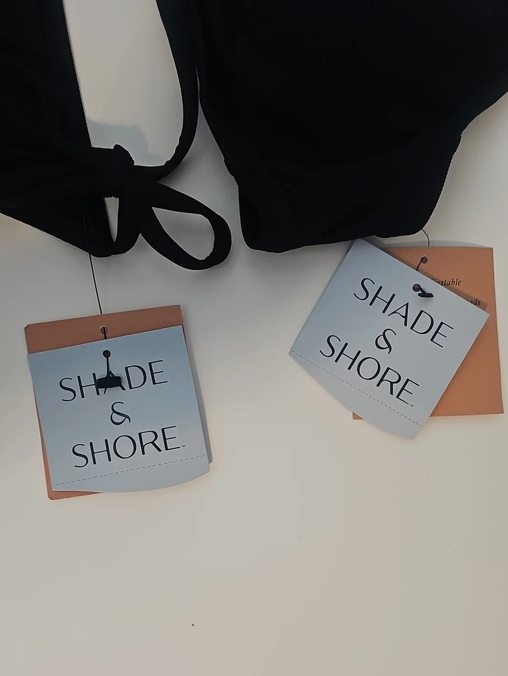 Shade & Shore Womens M Black Ribbed Bikini Set w Bralette Top & Side-Tie Bottoms